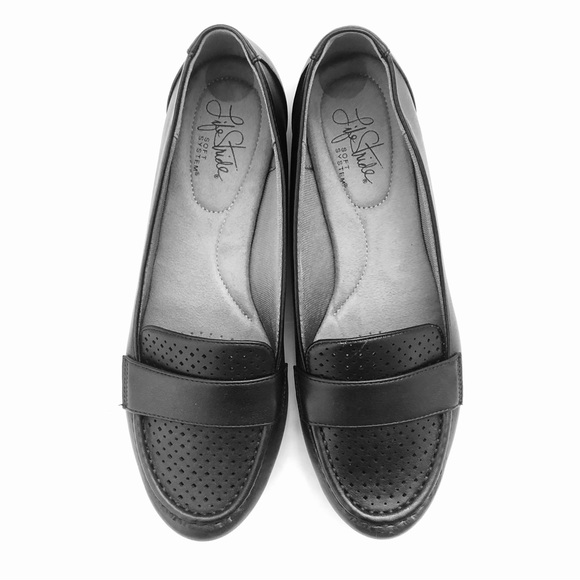 Life Stride Black Loafers Slip On Comfort Shoes Flats Casual Driving - Picture 2 of 10